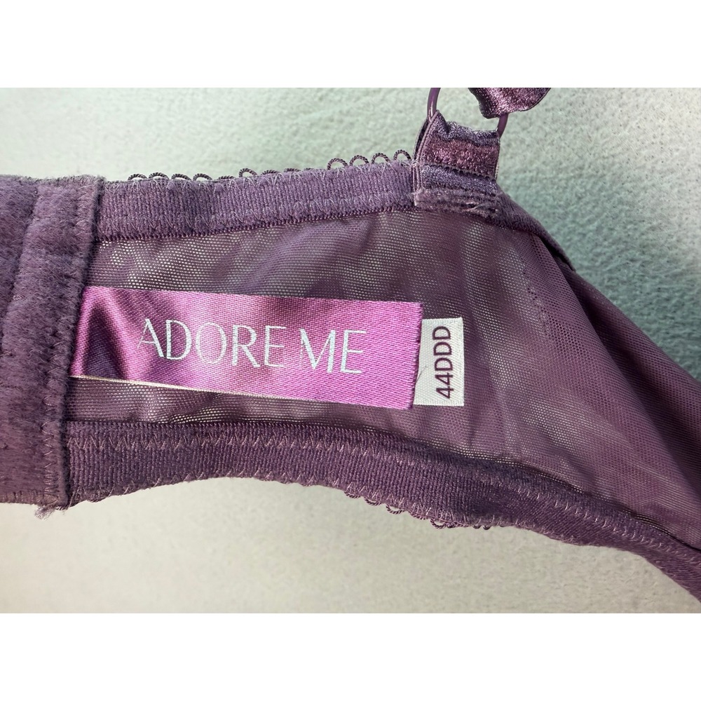 Adore Me Purple Lace Corset Detail Underwire Bra 44DDD Floral Satin Bows - Picture 3 of 7